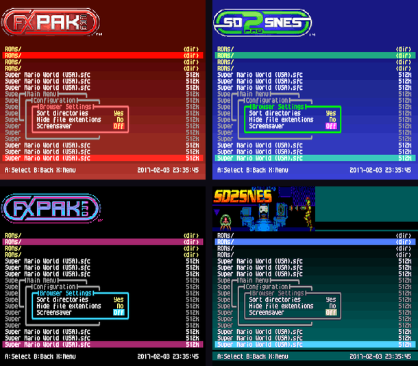 Vários temas no menu do sd2snes